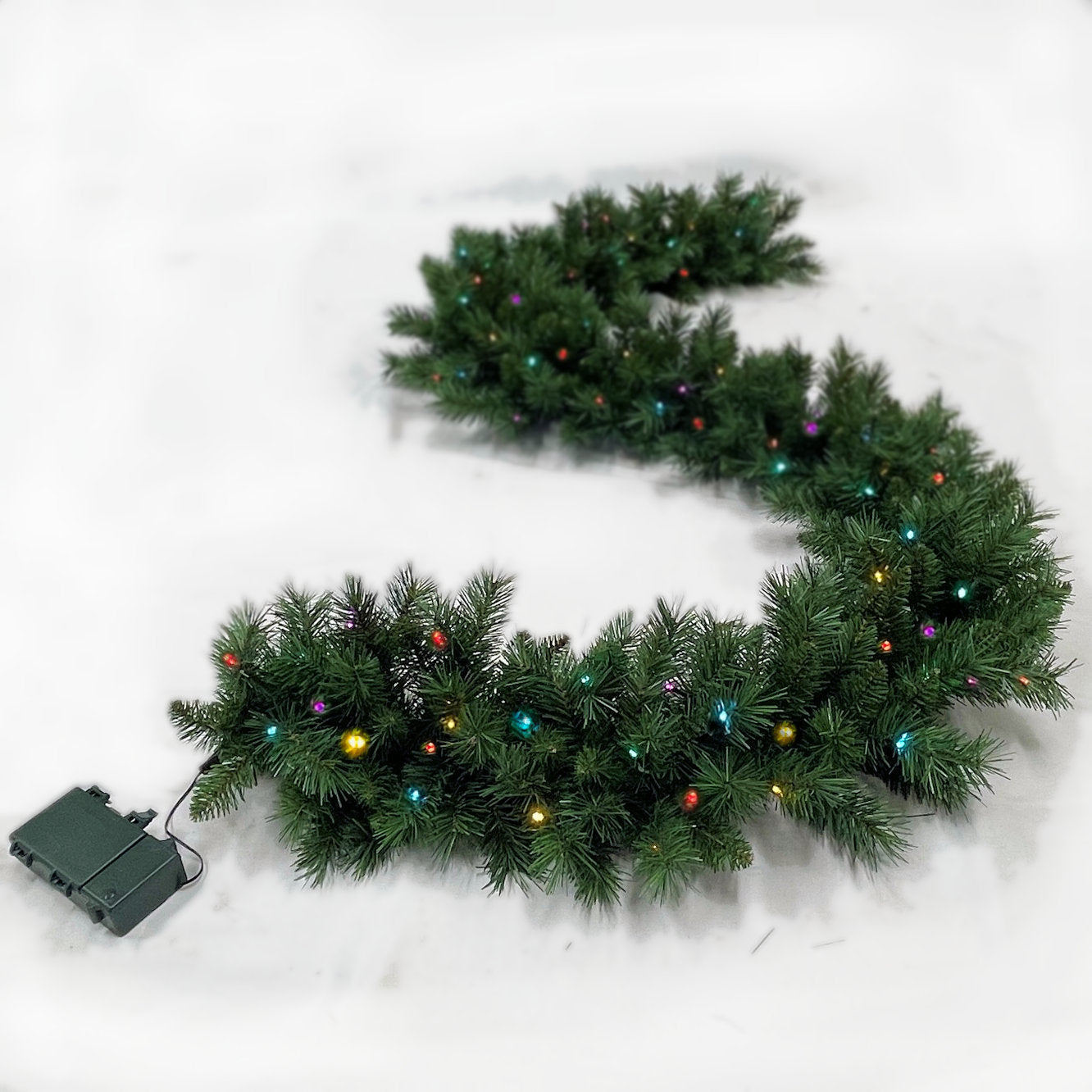 9ft Pre-Lit Garland, with dual chip LEDs in warm white and multicolour - Battery. £49.99 plus VAT