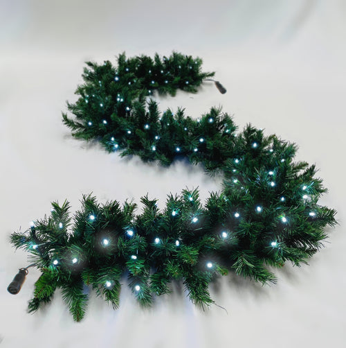 9ft Pre-Lit Garland, with dual chip LEDs in warm white and ice white - plug in. £69.99