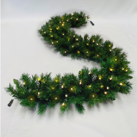 9ft Pre-Lit Garland, with dual chip LEDs in warm white and ice white - plug in. £49.99 plus VAT