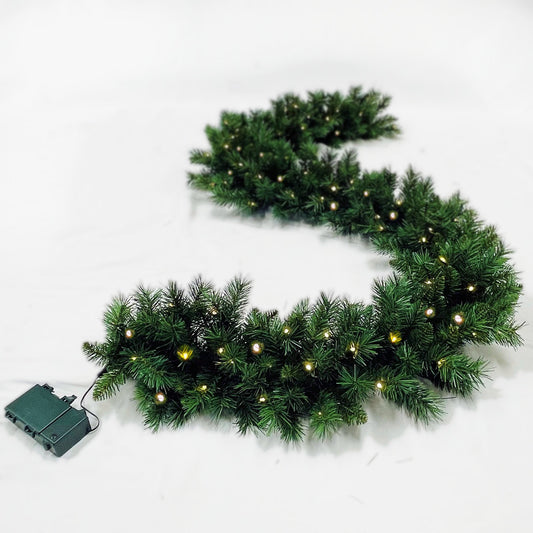 9ft Pre-Lit Garland, with dual chip LEDs in warm white and ice white- Battery. £49.99 plus VAT