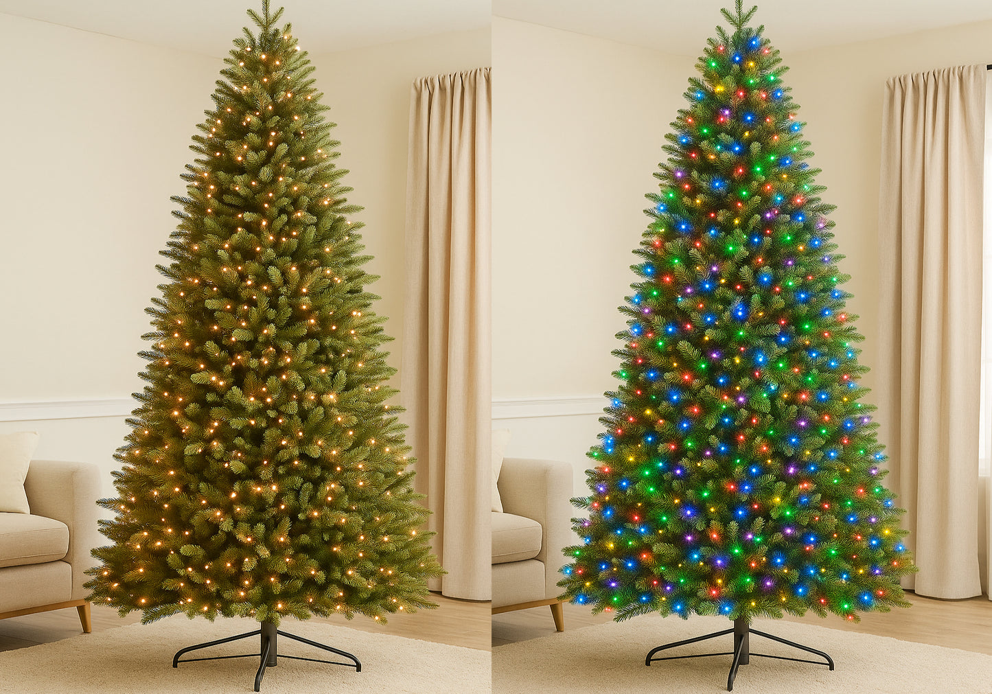 Luxury Pre-lit Christmas Tree with dual Chip technology - Warm white/Multicolour
